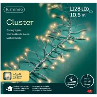 Lumineo , Lichterkette CLUSTER 1128 LED 10,5 m Soft Gold, transp. Kabel
