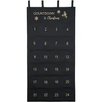Snq Adventskalender aus Stoff zum Befüllen Stoffbeutel zum selber Dekorieren Geschenksäckchen wiederverwendbarer Wandteppich Set schwarz Umweltfreundlich