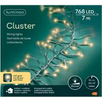 Lumineo , Lichterkette CLUSTER 768 LED 7 m Soft Gold, transparentes Kabel