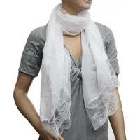 Typecat Damen Schals Chiffon Spitzenschal Wickeltuch weiß