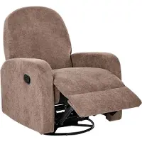 Beliani Fernsehsessel Braun Stoff Gepolstert Gesteppt Drehbar Manuell Verstellbar mit Schaukelfunktion Fußstütze Retro Design Drehsessel Relaxsessel