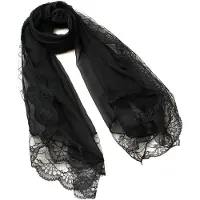 Typecat Damen Schals Chiffon Spitzenschal Wickelschal Schwarz