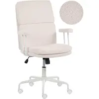 Beliani Bürostuhl Cremeweiß Bouclé Drehbar Höhenverstellbar Neigungsfunktion mit Armlehnen Rollen Modernes Design für Homeoffice Schreibtischstuhl