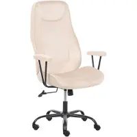Beliani Bürostuhl Hellbeige Samt Drehbar Höhenverstellbar Neigungsfunktion mit Armlehnen Rollen Modernes Design für Homeoffice Schreibtischstuhl