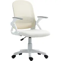 HOMCOM Bürostuhl Ergonomischer Drehstuhl mit aufklappbarer Armlehne Weiß