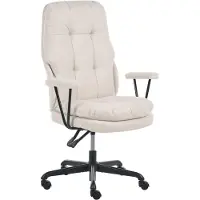 Beliani Bürostuhl Cremeweiß Stoff Drehbar Höhenverstellbar Neigungsfunktion mit Armlehnen Rollen Modernes Design für Homeoffice Schreibtischstuhl