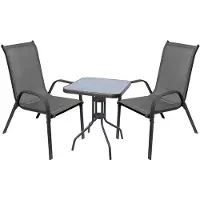 Mojawo 3-tlg. Bistro Garnitur Balkonset Garnitur Tisch + 2 Stapelstühle