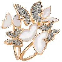 Torribaly Eleganter Schalring mit 3 Ringen und Schmetterlings-Schnallenschnalle aus Seide (Gold)
