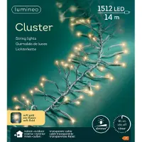 Lumineo Lichterkette CLUSTER 1512 LED 14 m Soft Gold, transp. Kabel