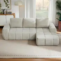 Markenlos Großer Cord-Kuschelsessel mit Rückenlehne und Taschenfederkern, bequemer Relax- und Lesesessel für das Wohnzimmer