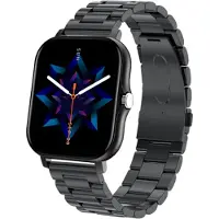 TPFNet Smartwatch mit Edelstahl Armband - individuelles Display - Smart Watch Armbanduhr - Modell SW2 - Schwarz