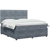 vidaXL Boxspringbett mit Matratze Dunkelgrau 140 x 200 cm Samt