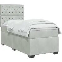 vidaXL Boxspringbett mit Matratze Hellgrau 100 x 200 cm Samt