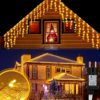 Vigevee Eisregen Weihnachtsbeleuchtung 400 LEDs 10 m Lichtlänge + 5 m Zuleitung, Warmweiß, Lichtervorhang mit 8 Modi, Weihnachtsbeleuchtung für Innenräume, Weihnachten und Party