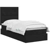 vidaXL LED-Speicherbett mit Matratze Schwarz 90 x 200 cm Stoff