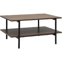 Miliboo - Rechteckiger Couchtisch mit dunkler Holzoberfläche in Walnuss und schwarzem Metall L80 cm PIPPA