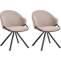 Beliani Esszimmerstuhl 2er Set Taupe aus Stoff Wasserabweisend mit Metallbeinen Modernes Design Polsterstühle Esszimmer