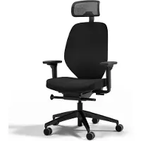 Assmann Ergonomischer Bürostuhl Atessa mit Polsterrücken und Kopfstütze Schwarz, 62,5x53x120,5cm