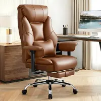 Woltu Bürostuhl Ergonomisch, Chefsessel Doppellagige Rückenlehne, Rückenlehnenverstellung, Polyurethan: Braun Farbe: Braun