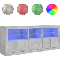 vidaXL Sideboard mit LED-Leuchten Betongrau 162x37x67 cm