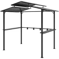 StarTech.com Grillpavillon - Gartenpavillon für BBQ - 250 x 160 x 250 cm - Wasserdicht - Doppeldach - Seitenablagen - Kunststoffgestell - Schwarz