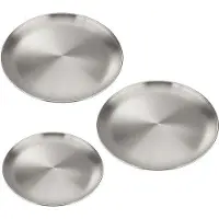 OEM Silbernes Serviertisch, 3 dekorative Teller, 304 Edelstahl, runder Serviertisch, sicher und langlebig, einfach zu reinigen, dekorative Teller für Hochzeit, Familienfest oder Weihnachten (ø 14 cm)