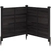 Costway 2-tlg. Gartenzaun, Steckzaun 119x115,5cm(L x H), Sichtschutzzaun mit 3 Pfosten, dekorativer Holzzaun für Mülltonnen, Zaun freistehend Schwarz