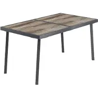 Dopwii Outdoor Tisch für 6 Personen, Holzoptik, Metallrahmen, wetterfest, 145 x 85 x 72 cm, Grau