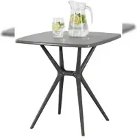 DELUKE Gartentisch SVEN eckig 72x72x76cm, Kunststoff, Dunkelgrau Balkontisch Outdoor-Tisch klein