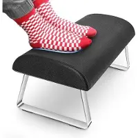 Unyqoos Fußstütze für Schreibtisch – robuste Fußbank mit elastischem Schaum, stabile Edelstahlkonstruktion, ergonomische Fußablage, schwarz