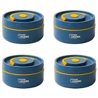 Semoic 4X Lunchbox Aus Edelstahl, Lunchbox Aus Edelstahl, Tragbar, Bento-Box, Lebensmittelbehälter, Blau A