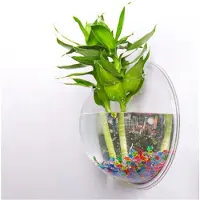 Semoic Transparenter Blumentopf Zur Wandmontage, HäNgende Aquarium-Blumenvase, Runder Vasentopf, Acrylschale, Blase, Aquarium, Heim-Blumentopf