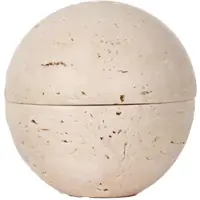Semoic Beiger Räuchergefäß in Kugelform Aus Travertin, Natürlicher Marmorstein, Heimdekoration, Religiöses Rundes Ornament B