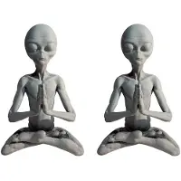 Torribaly 2X Hexerei Meditation Außerirdischer Statue Harz Ornament Außerirdischer Garten Hause Büro Hof Kunst Dekor für Drinnen Draußen