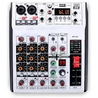 Melitt Professioneller Digitaler 4-Kanal-Audiomixer, Soundmischpult, Stereo-Mixer für DJ-Aufnahmen, Karaoke-Bar, EU-Stecker