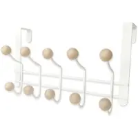 Tlily 5 Haken über der TüR mit Holzkugeln, Multifunktionales, Modernes Design für Den Hauseingang, die Garderobe, das Badezimmer