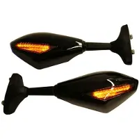 Exogio 1 Paar Motorrad-LED-RüCkspiegel mit Licht für YZF R1 R6 FZ1 FZ6 600R R3 LED-RüCkspiegel