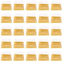 Semoic 100 StüCk Plastik Torten Schachtel Quadratische Mondkuchen Kuppel Kuchen Schachteln Goldenes Weihnachts Fest Hochzeit Geburtstag Verpackungs