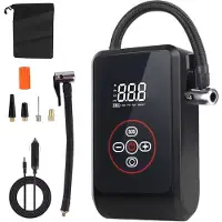Torribaly Reifenluftpumpe Auto-Luftkompressor für Motorrad Fahrrad Autozubehör Tragbarer Inflator mit Taschenlampe Digital