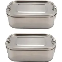 Typecat 2X Edelstahl-Brotdose mit Dichtungsclip und Auslaufsicherem Design, 800 Ml Brotdose für Kinder oder Erwachsene, Edelstahldeckel Zur Reinigung Des