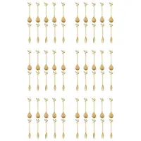 Typecat 30Spoon + 30Forks Edelstahlblatt Kaffee KuchenlöFfel Gabel DessertlöFfel, RüHren TeelöFfel Set Golden