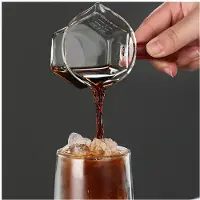 Torribaly 2X Glas-Espresso-Messbecher mit Holzgriff, Doppelmund-MilchkäNnchen, KaffeezubehöR, Transparenter Messbecher für die KüChe, 120 Ml