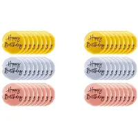 Torribaly 48-Teilige Acryl-Kuchenaufsätze Happy Birthday Spiegel-Kuchenscheibe -Rundgravur-Cupcake-Topper für DIY-Cupcake-Dekoration