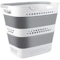 ISTOVO Collapsible Laundry Basket - with Comfort Handles Laundry Storage Basket Organizer Space Saving Dirty Clothe Hamper
