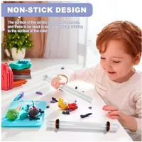 Exogio Werkzeugset für Polymerclay, 2-Teiliges Nudelholz, Acryl-Nudelholz mit Dickenringen, für DIY-Projekte