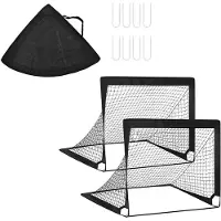 ISTOVO 2er-Set Kinderfußballtore für Den Garten, 120 X 90 cm, Tragbare Fußballtornetze, ---Fußballnetz für Kleinkinder, Training, Schwarz
