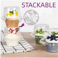 Tlily Einzelne Cupcake-BehäLter, 100 StüCk Durchsichtige Cupcake-Boxen, Cupcake-Halter mit Deckel, Muffin-TräGer mit Einem Fach