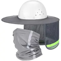 Typecat 2 Stück Sonnenschutz-Schutzhelm, Nackenschutz, Hohe Sichtbarkeit, Volle Krempe, Netz-Sonnenschutz und Halstuch, Bandana, Gesichtsschal A