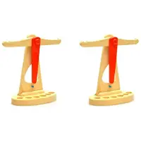 Torribaly 2X Lustige HöLzerne Waage mit 6 Gewichten Spielzeug Waage Sensorische FrüHe Bildung Spiel Geschenke für Kinder