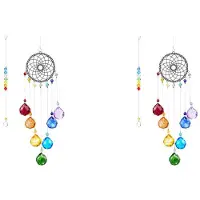 Torribaly 2X Kristalle Regenbogen Macher Sonnenfänger Fenster Hängen Ornament Garten Dekoration Sonnen Fänger Anhänger Chakra Perlen